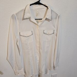 Roper White Shirt with Black Accents